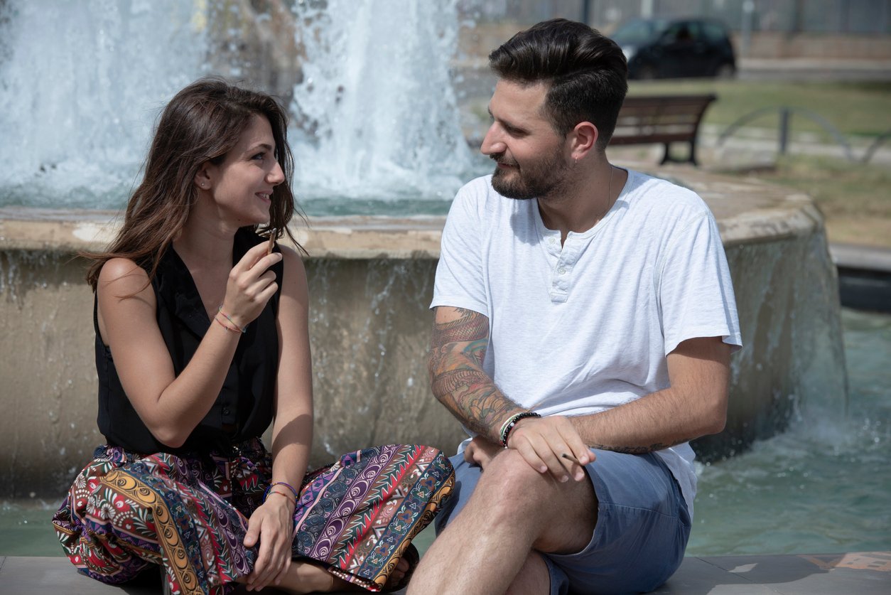 friends smoking together